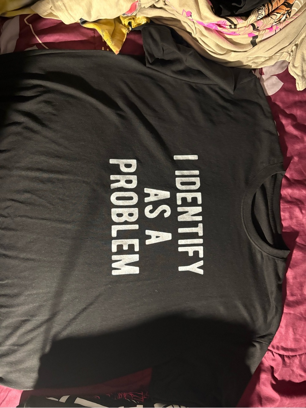 I Identify As A Problem Black Graphic Tee - Unbranded